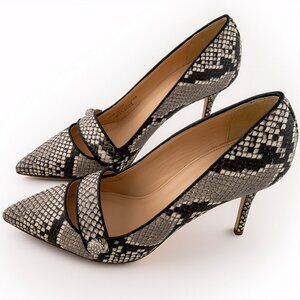 J. Crew, Elsie Pave Pumps in snakeskin-printed leather | ivory black | Size: 9
